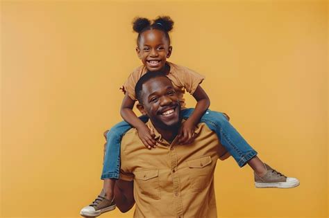 Premium Photo A Happy Black Father Carrying His Daughter On Shoulder