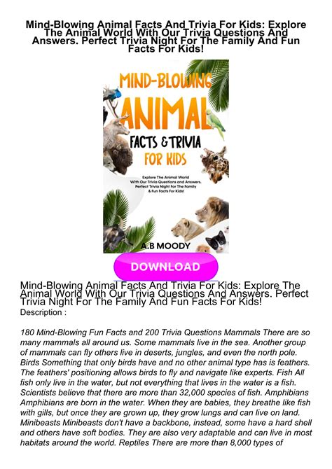 Mind-Blowing Animal Facts And Trivia For Kids: Explore The Animal World ...