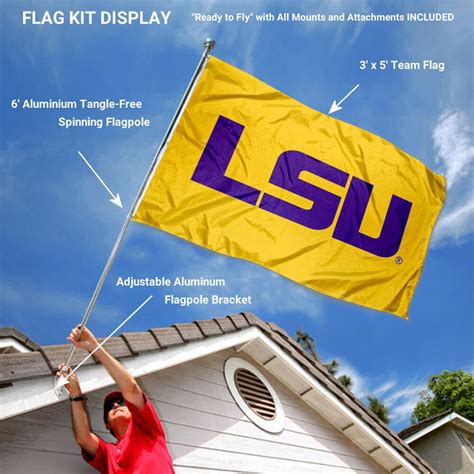 Louisiana State Lsu Tigers Gold Flag Pole And Bracket Kit State