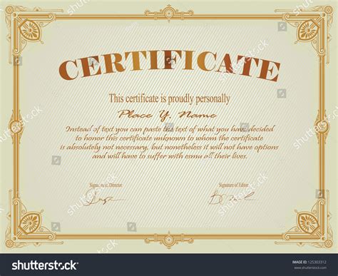 Vintage Frame Certificate Or Diploma Template Stock Vector Illustration 125303312 Shutterstock