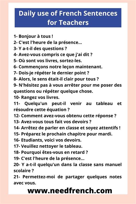 27 Daily Use French Sentences In Home NeedFrench