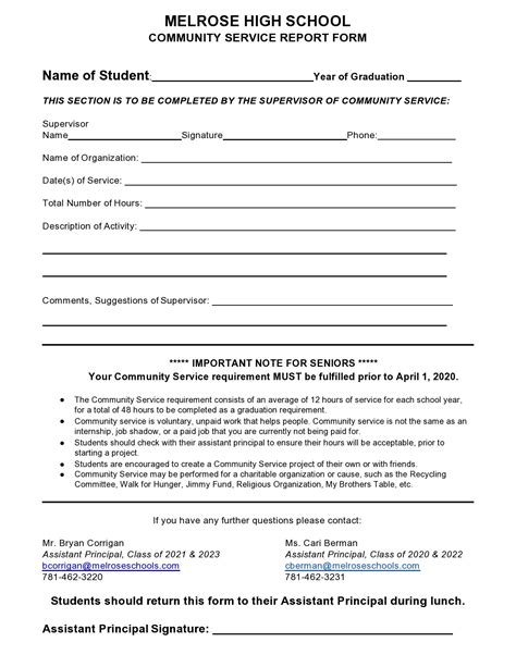 Printable Community Service Forms Ms Word Templatelab