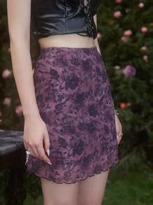 Romwe Fairycore Falda Con Estampado Floral Con Mariposa Mode De Mujer