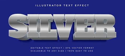 Efecto De Fuente De Estilo De Texto Azul Plata Negrita Vector Premium