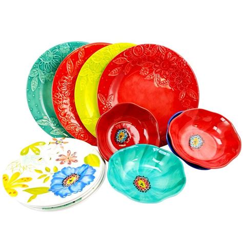 Lyme Floral 12 Piece Melamine Dinnerware Set, Service for 4