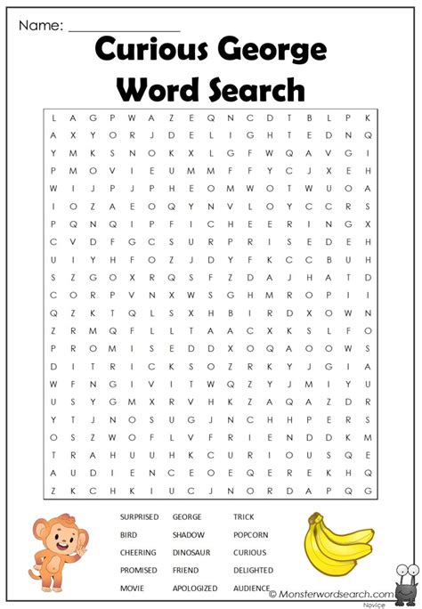 Curious George Word Search Monster Word Search