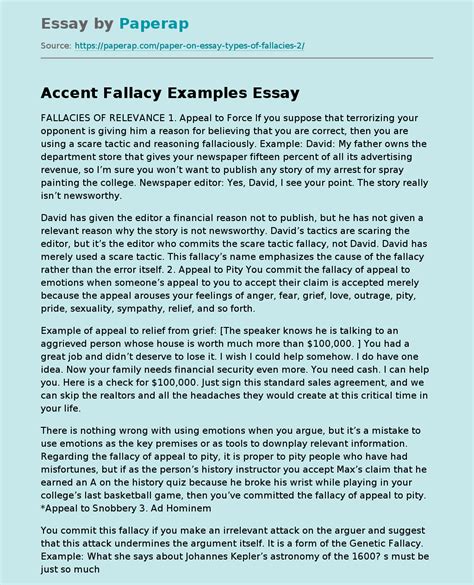 Accent Fallacy Examples Free Essay Example