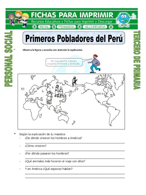 Ficha Primeros Pobladores Del Peru Para Tercero De Primaria