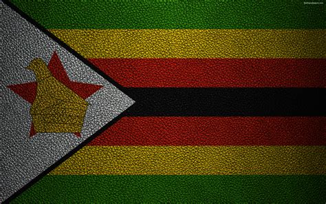 Download Wallpapers Flag Of Zimbabwe 4k Leather Texture Africa