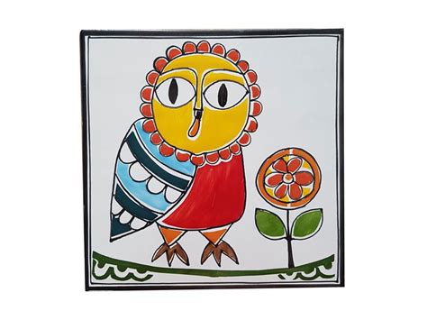 Owl Small Handmade Traditional Ceramic Tile From Sicily