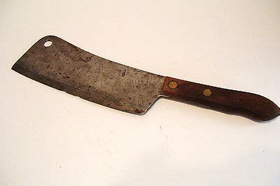 Utica Meat Cleaver Knife Superedge Usa Wooden Handle Vintage Wooden