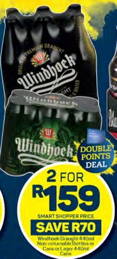 Windhoek Draught 440ml Non Returnable Bottles Or Cans Or Lager 440ml