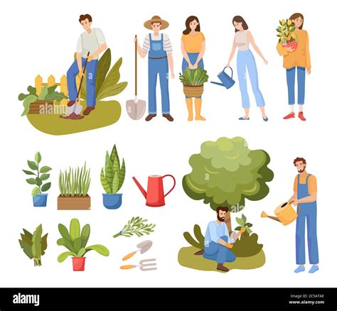 Man Digging Flowers Stock Vector Images Alamy