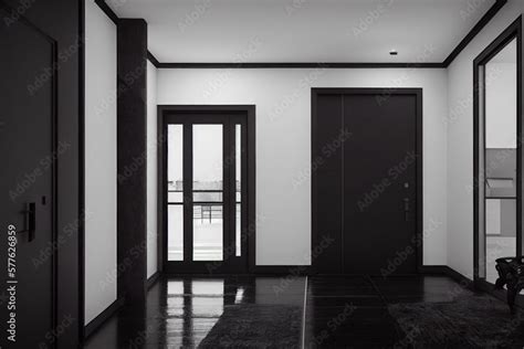 beautiful modern black front door gives a good impression of the house before entering the ...