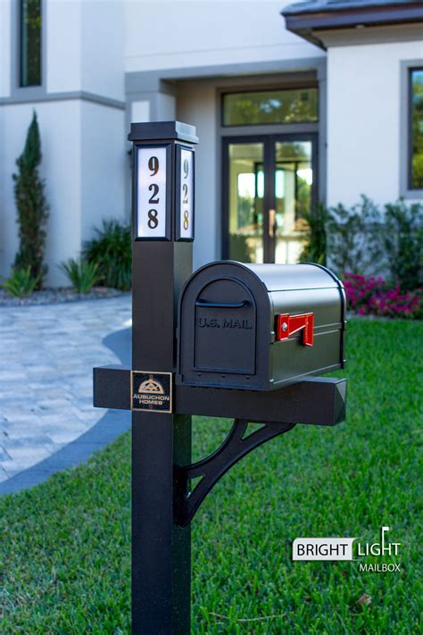 Solar Illuminated Black Single Post Two Door Mailbox Kit – BrightLight ...