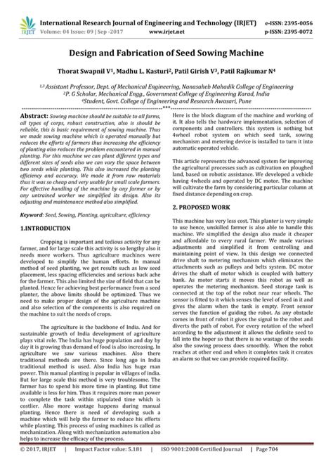 Design and Fabrication of Seed Sowing Machine | PDF