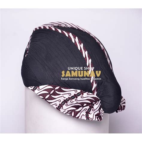 Jual Blangkon Jogja Jebeh Lipat Motif Samurai Putih Shopee Indonesia