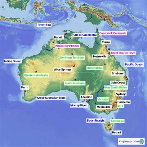 Australian Map With States And Capital Cities