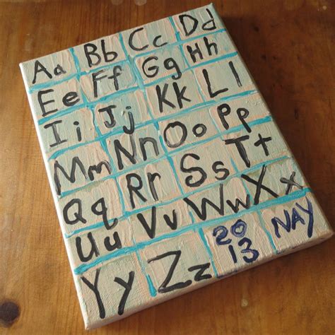 Alphabet Folk Art Typography Font Ooak Word Art Painting