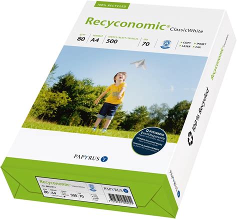 Recyconomic Kopierpapier 70er Weiße DIN A4 36553 80 g qm Inh 500