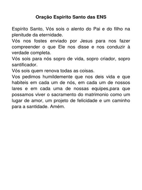 Oração Espirito Santo Das Ens Pdf Espírito Santo Religião Santo