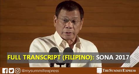 Full Text The 2017 State Of The Nation Address Sona Speech Filipino