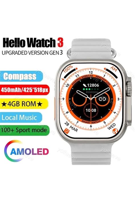 LEDSAN Hello Watch 3 Amoled 3 Kordon Ultra 49mm Watch 8 Wireless Şarj