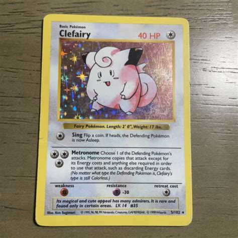 Pok Mon Tcg Clefairy Base Set Holo Shadowless Holo Rare Heavily