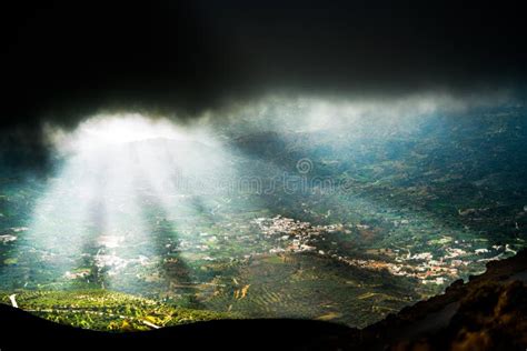 Small Villages in a Cloudy Valley Stock Photo - Image of black, weather: 66024024