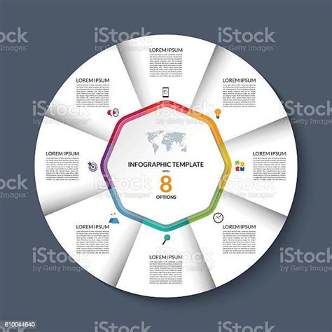 8단계 또는 옵션이 있는 벡터 인포그래픽 서클 템플릿입니다 0명에 대한 스톡 벡터 아트 및 기타 이미지 0명 8 그래프