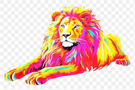 PNG Lion painting mammal purple. | Free PNG - rawpixel