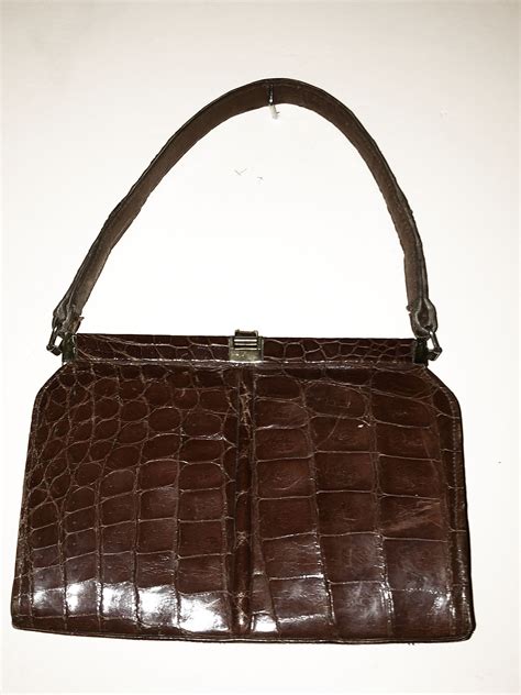 Sac Main En Cuir Croco Sac Vintage Annee