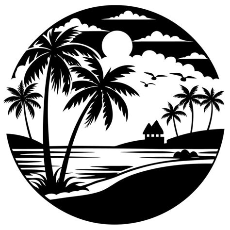 Beach silhouette vector | Premium AI-generated vector