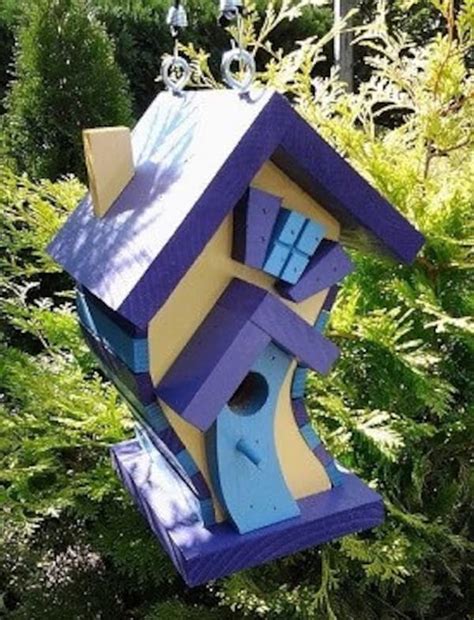 Swinging Cabin Birdhouse Handmade Solid Wood Etsy Canada