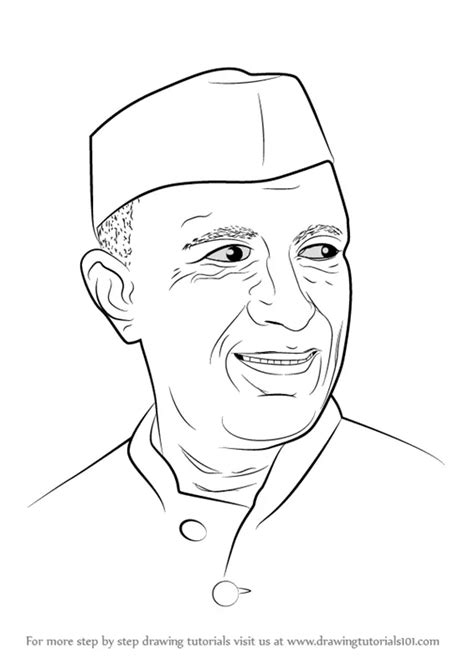 How to Draw Jawaharlal Nehru (Politicians) Step by Step | DrawingTutorials101.com