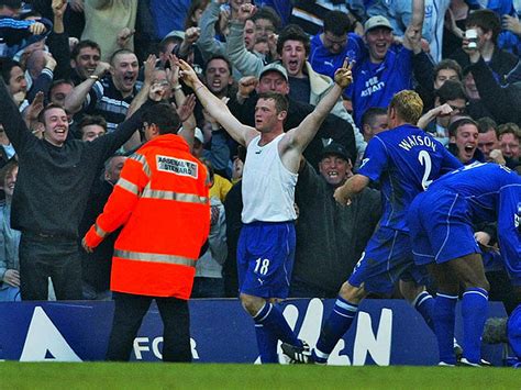 Wayne Rooney First Premier League Goal Everton S Wayne Rooney