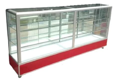 Vitrina Exhibidora Mostrador De Cristal Aluminio M Niv