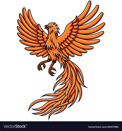 Phoenix bird with wings spread Royalty Free Vector Image