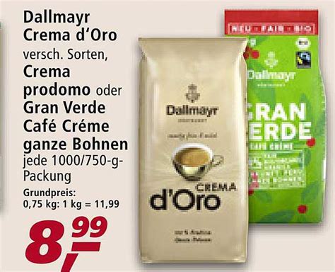 Dallmayr Crema D Oro Oder Crema Prodomo Oder Gran Verde Café Créme