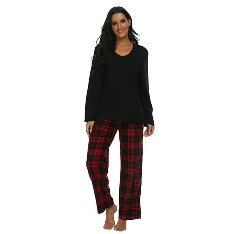 U2skiin Couple Pajama Sets Plaid Matching Pajama Set For Men And Women