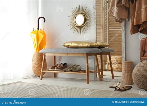 Cozy Hallway Interior With Stylish Furniture Stock Image Image Of