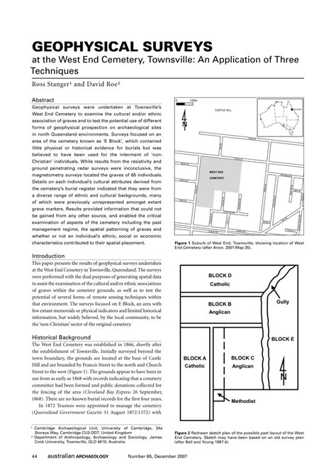 Pdf Geophysical Surveys At The West End Cemetery Townsville An