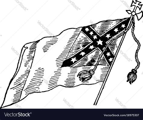 Confederate National Flag No 3 Vintage Vector Image