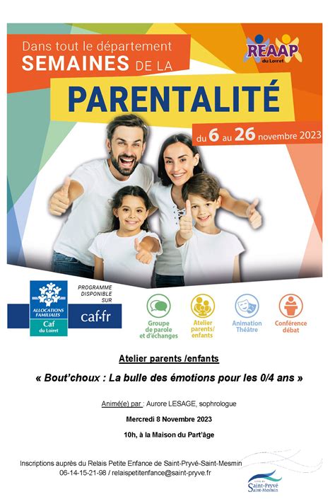 Semaine de la Parentalité Atelier parents enfants Ville de Saint