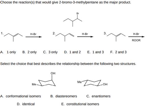 Solved Choose The Reaction S That Would Give 2 Bromo 3 Methylpentane