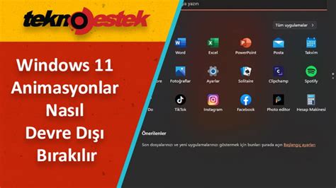 Windows 11 Animasyonlar Nasıl Devre Dışı Bırakılır