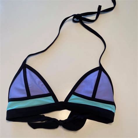 Xhilaration Swim Xhilaration Blue And Purple Triangle Bikini Top