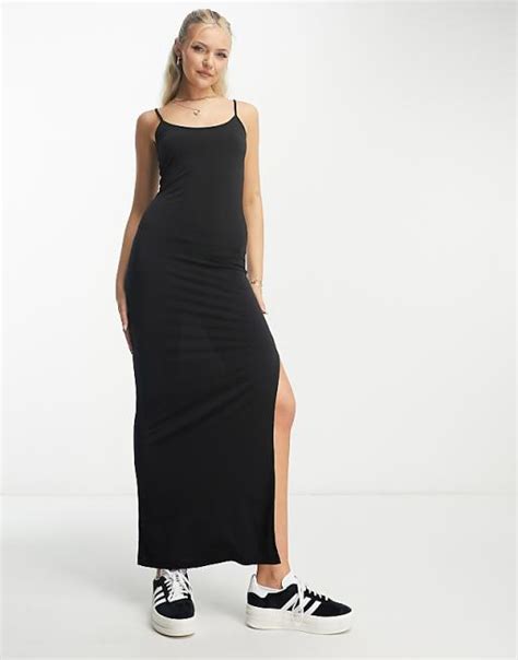 Stradivarius Super Soft Cami Maxi Dress In Black Asos