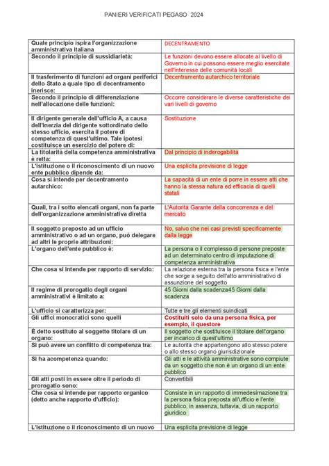 2024 Paniere Pegaso DIRITTO AMMINISTRATIVO 9 FCU Test Di