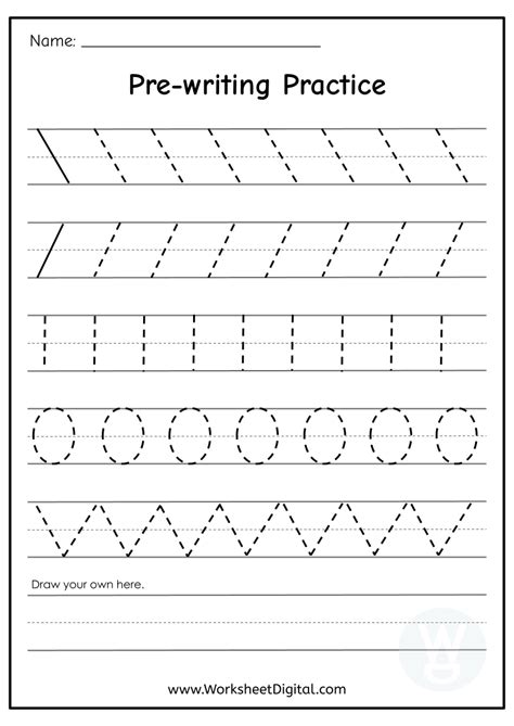 Pre Writing Practice Worksheet Digital Worksheets Library